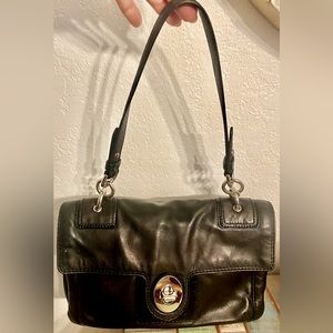 Coach black leather shoulder bag
